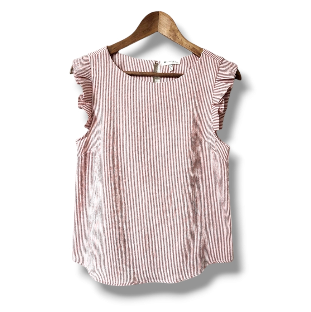 Monteau Ruffled Pinstripe Sleeveless Top | Women's Large